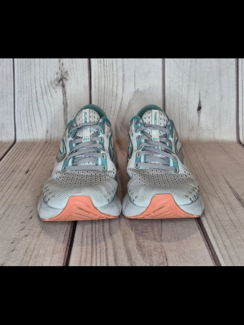 Brooks Glycerin 20 Women's Size 9D Wide Running Shoes Oyster/Latigo Bay/Coral